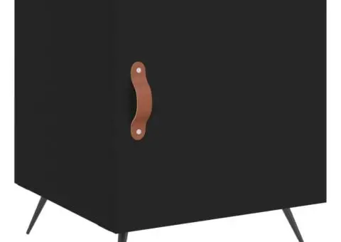 Noptieră, negru, 40x40x50 cm, lemn compozit - 2/5