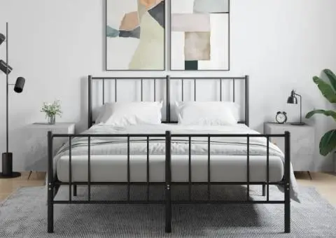 Noptiere, 2 buc., gri beton, 40x40x50 cm, lemn compozit - 1/5