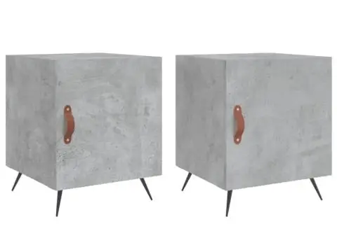 Noptiere, 2 buc., gri beton, 40x40x50 cm, lemn compozit - 2/5