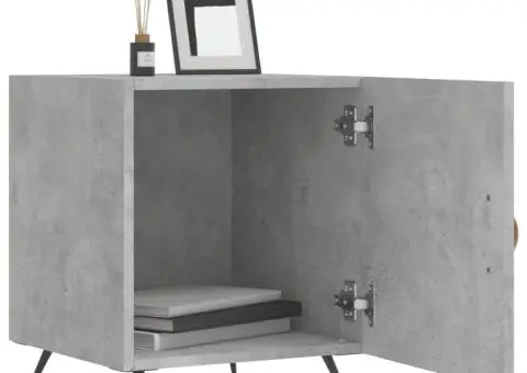 Noptiere, 2 buc., gri beton, 40x40x50 cm, lemn compozit - 3/5