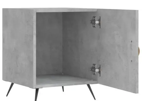 Noptiere, 2 buc., gri beton, 40x40x50 cm, lemn compozit - 5/5