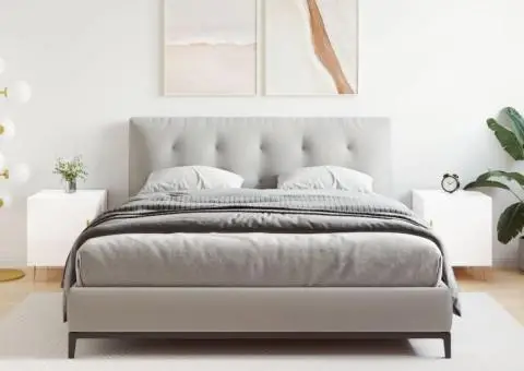 Noptiere, 2 buc., alb extralucios, 40x40x50 cm, lemn compozit - 1/5