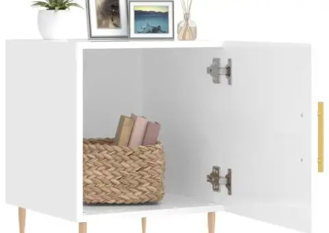 Noptiere, 2 buc., alb extralucios, 40x40x50 cm, lemn compozit - 3/5