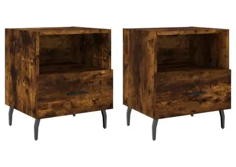 Noptiere, 2 buc., stejar fumuriu, 40x35x47,5 cm, lemn compozit - 2/5