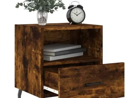 Noptiere, 2 buc., stejar fumuriu, 40x35x47,5 cm, lemn compozit - 3/5