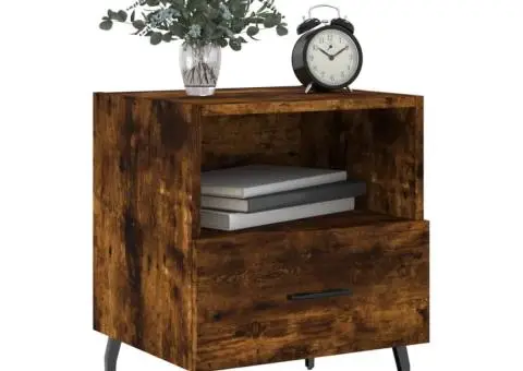 Noptiere, 2 buc., stejar fumuriu, 40x35x47,5 cm, lemn compozit - 4/5