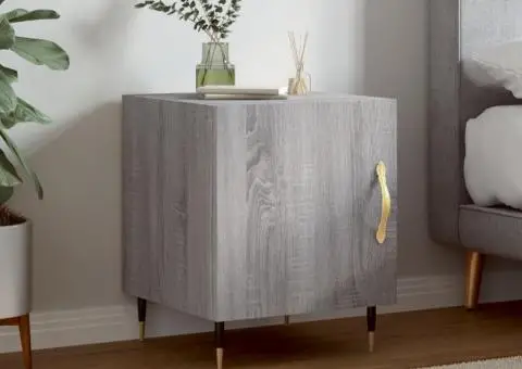 Noptieră, gri sonoma, 40x40x50 cm, lemn compozit - 1/5