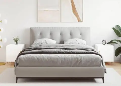 Noptiere, 2 buc., alb extralucios, 40x40x50 cm, lemn compozit - 1/5