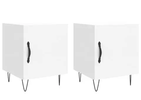 Noptiere, 2 buc., alb, 40x40x50 cm, lemn compozit - 2/5