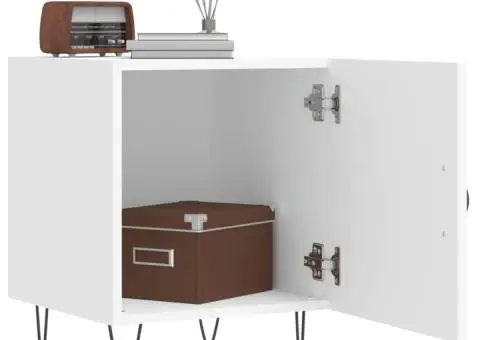 Noptiere, 2 buc., alb, 40x40x50 cm, lemn compozit - 3/5