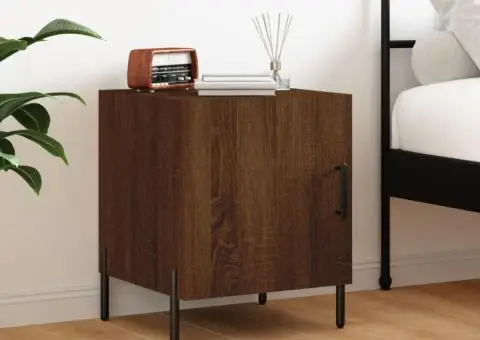 Noptieră, stejar maro, 40x40x50 cm, lemn compozit - 1/5