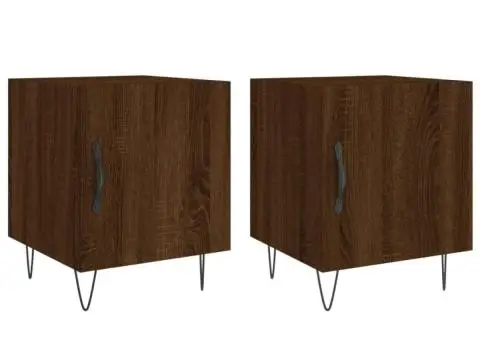 Noptiere, 2 buc., stejar maro, 40x40x50 cm, lemn compozit - 2/5