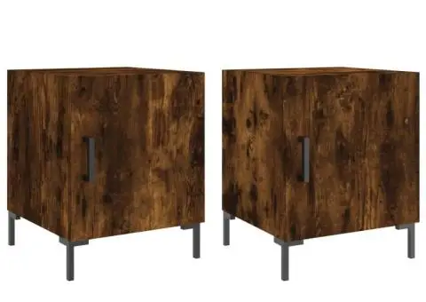 Noptiere, 2 buc., stejar fumuriu, 40x40x50 cm, lemn compozit - 2/5