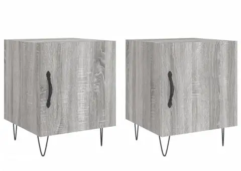 Noptiere, 2 buc., gri sonoma, 40x40x50 cm, lemn compozit - 2/5