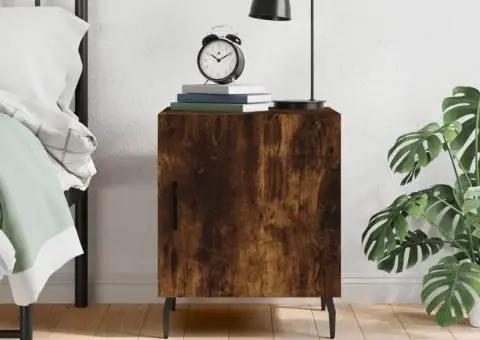 Noptieră, stejar fumuriu, 40x40x50 cm, lemn compozit - 1/5