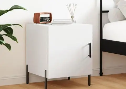 Noptieră, alb, 40x40x50 cm, lemn compozit - 1/5