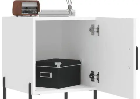 Noptieră, alb, 40x40x50 cm, lemn compozit - 3/5