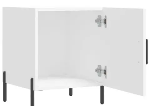 Noptieră, alb, 40x40x50 cm, lemn compozit - 5/5