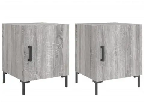 Noptiere, 2 buc., gri sonoma, 40x40x50 cm, lemn compozit - 2/5