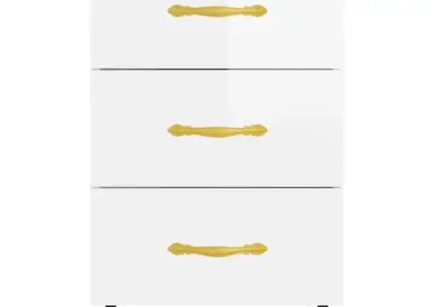 Noptieră, alb extralucios, 40x40x66 cm, lemn compozit - 5/5