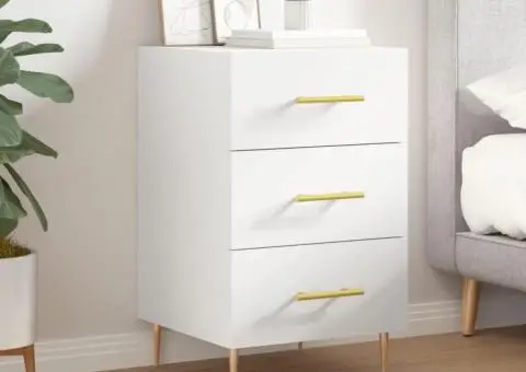 Noptieră, alb, 40x40x66 cm, lemn compozit - 1/5