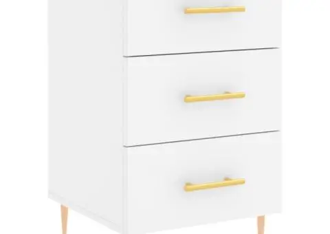 Noptieră, alb, 40x40x66 cm, lemn compozit - 2/5