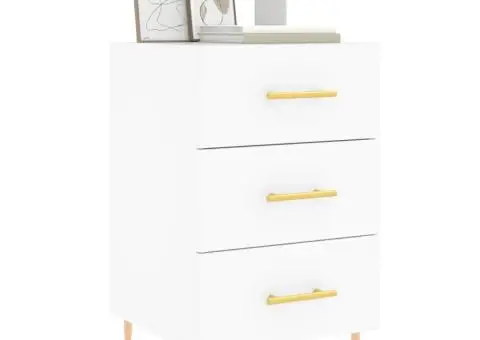 Noptieră, alb, 40x40x66 cm, lemn compozit - 3/5