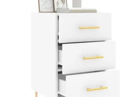 Noptieră, alb, 40x40x66 cm, lemn compozit - 4/5