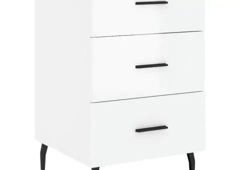 Noptieră, alb extralucios, 40x40x66 cm, lemn compozit - 2/5