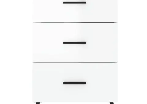 Noptieră, alb extralucios, 40x40x66 cm, lemn compozit - 5/5