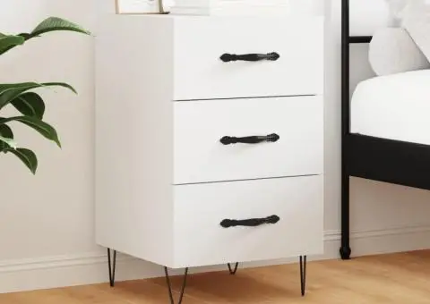 Noptieră, alb, 40x40x66 cm, lemn compozit - 1/5