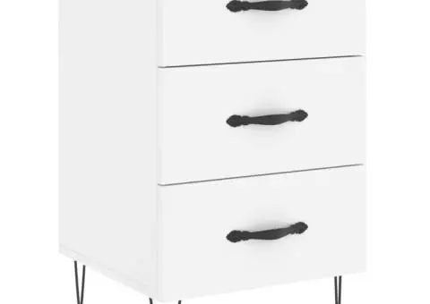 Noptieră, alb, 40x40x66 cm, lemn compozit - 2/5