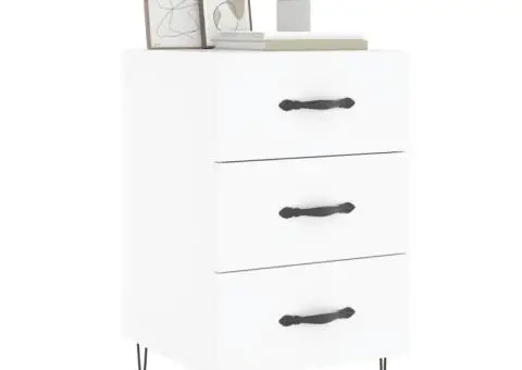 Noptieră, alb, 40x40x66 cm, lemn compozit - 3/5