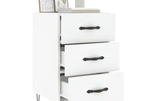 Noptieră, alb, 40x40x66 cm, lemn compozit - 4/5