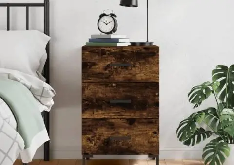 Noptieră, stejar fumuriu, 40x40x66 cm, lemn compozit - 1/5