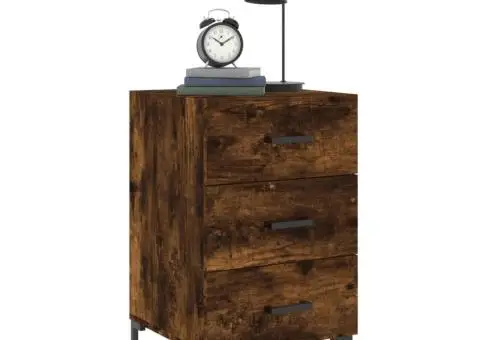 Noptieră, stejar fumuriu, 40x40x66 cm, lemn compozit - 3/5