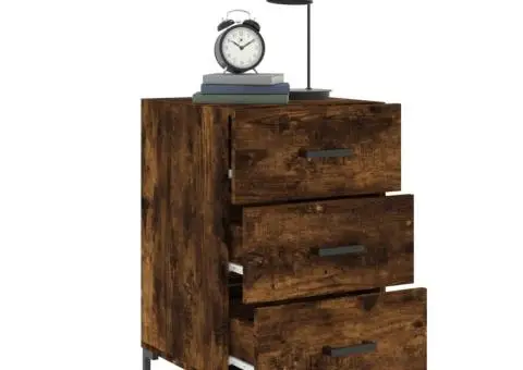 Noptieră, stejar fumuriu, 40x40x66 cm, lemn compozit - 4/5