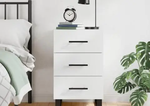 Noptieră, alb, 40x40x66 cm, lemn compozit - 1/5