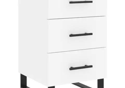 Noptieră, alb, 40x40x66 cm, lemn compozit - 2/5