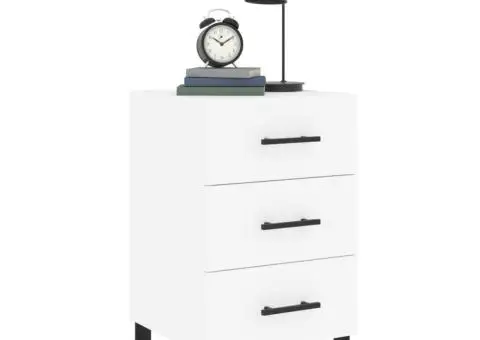 Noptieră, alb, 40x40x66 cm, lemn compozit - 3/5