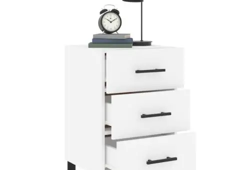 Noptieră, alb, 40x40x66 cm, lemn compozit - 4/5