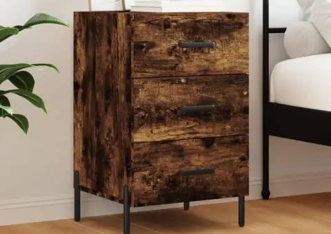 Noptieră, stejar fumuriu, 40x40x66 cm, lemn compozit - 1/5