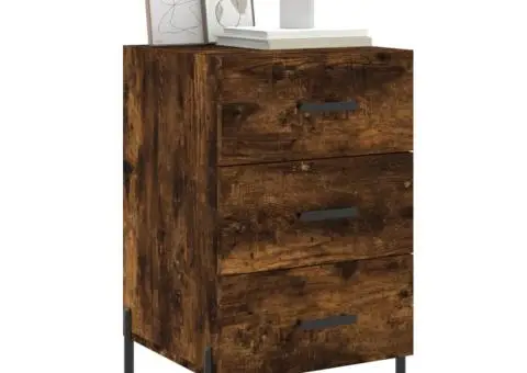 Noptieră, stejar fumuriu, 40x40x66 cm, lemn compozit - 3/5