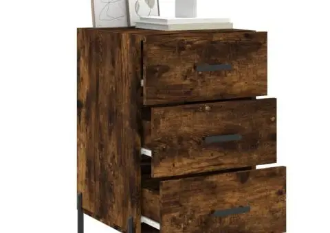 Noptieră, stejar fumuriu, 40x40x66 cm, lemn compozit - 4/5