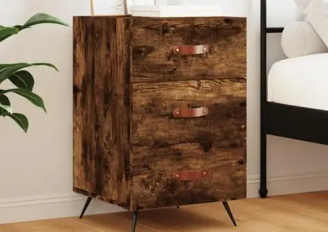 Noptieră, stejar fumuriu, 40x40x66 cm, lemn compozit - 1/5