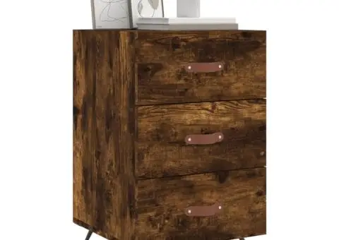 Noptieră, stejar fumuriu, 40x40x66 cm, lemn compozit - 3/5