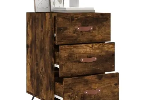 Noptieră, stejar fumuriu, 40x40x66 cm, lemn compozit - 4/5