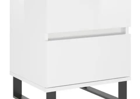 Noptiere, 2 buc., alb extralucios, 40x35x50 cm, lemn compozit - 5/5