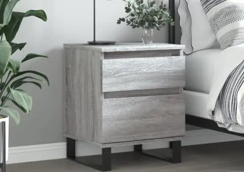 Noptieră, gri sonoma, 40x35x50 cm, lemn compozit - 1/5