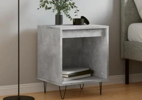 Noptieră, gri beton, 40x35x50 cm, lemn compozit - 1/5